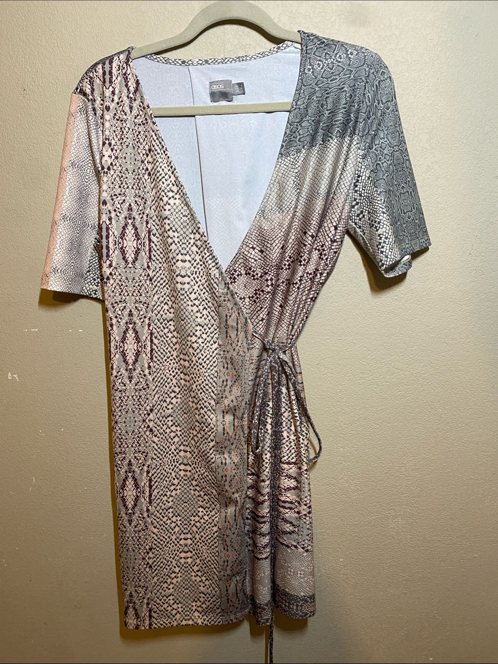 ASOS Dress in Light Gray with Olive Trim